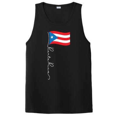 Puerto Rico Signature Flag Pole Gift Patriotic Puerto Rican Funny Gift PosiCharge Competitor Tank