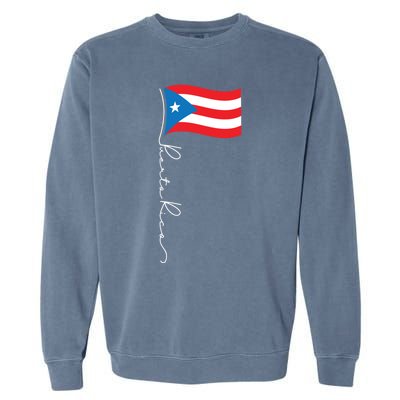 Puerto Rico Signature Flag Pole Gift Patriotic Puerto Rican Funny Gift Garment-Dyed Sweatshirt