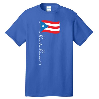 Puerto Rico Signature Flag Pole Gift Patriotic Puerto Rican Funny Gift Tall T-Shirt