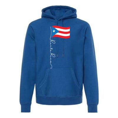 Puerto Rico Signature Flag Pole Gift Patriotic Puerto Rican Funny Gift Premium Hoodie