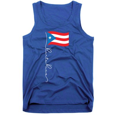 Puerto Rico Signature Flag Pole Gift Patriotic Puerto Rican Funny Gift Tank Top