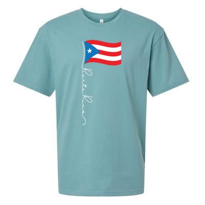 Puerto Rico Signature Flag Pole Gift Patriotic Puerto Rican Funny Gift Sueded Cloud Jersey T-Shirt