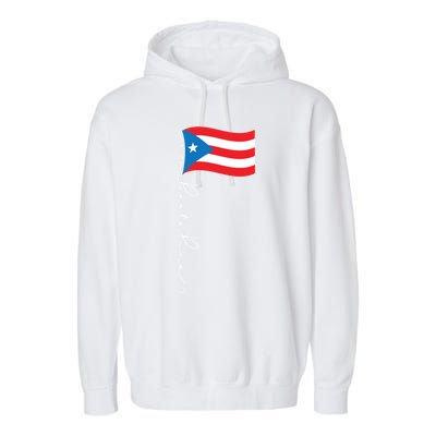 Puerto Rico Signature Flag Pole Gift Patriotic Puerto Rican Funny Gift Garment-Dyed Fleece Hoodie