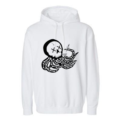 Punk Rock Skeleton Octopus Garment-Dyed Fleece Hoodie