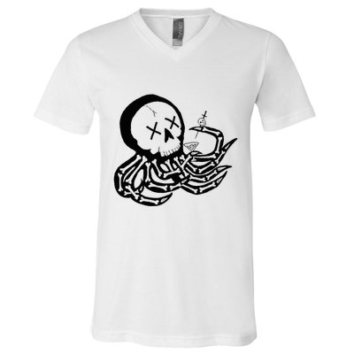 Punk Rock Skeleton Octopus V-Neck T-Shirt