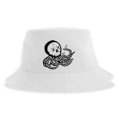 Punk Rock Skeleton Octopus Sustainable Bucket Hat