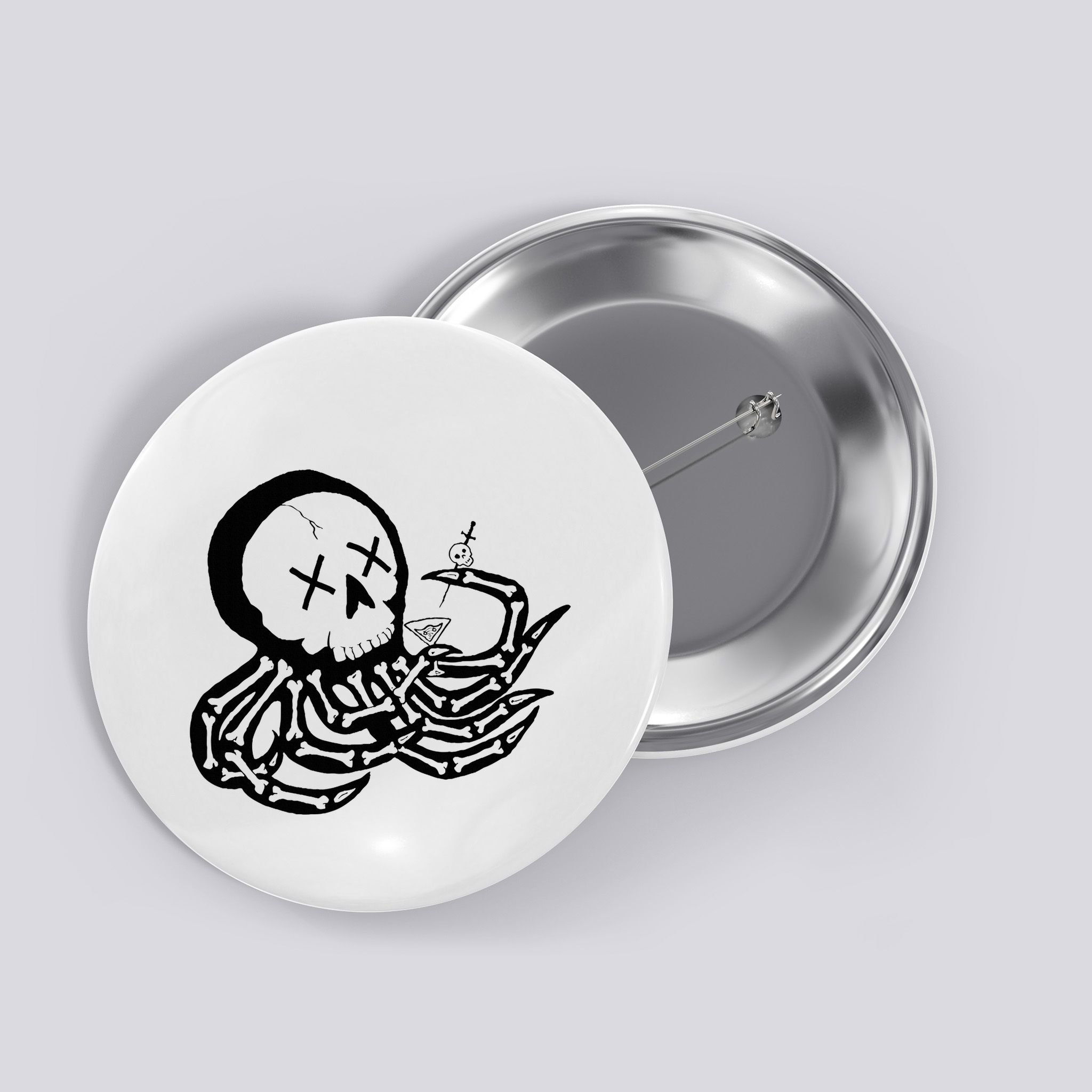 Punk Rock Skeleton Octopus Button