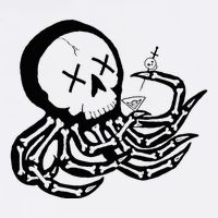 Punk Rock Skeleton Octopus Button