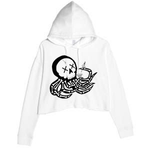 Punk Rock Skeleton Octopus Crop Fleece Hoodie