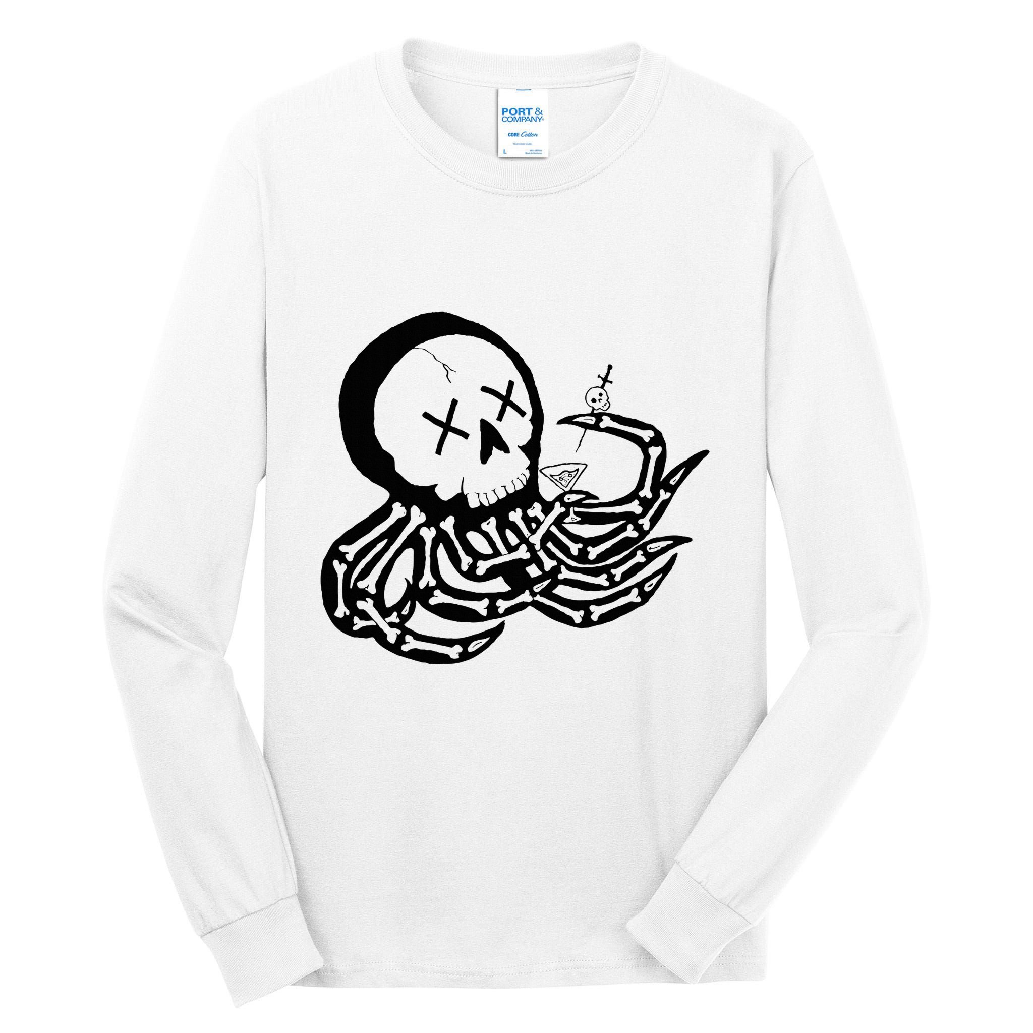 Punk Rock Skeleton Octopus Tall Long Sleeve T-Shirt