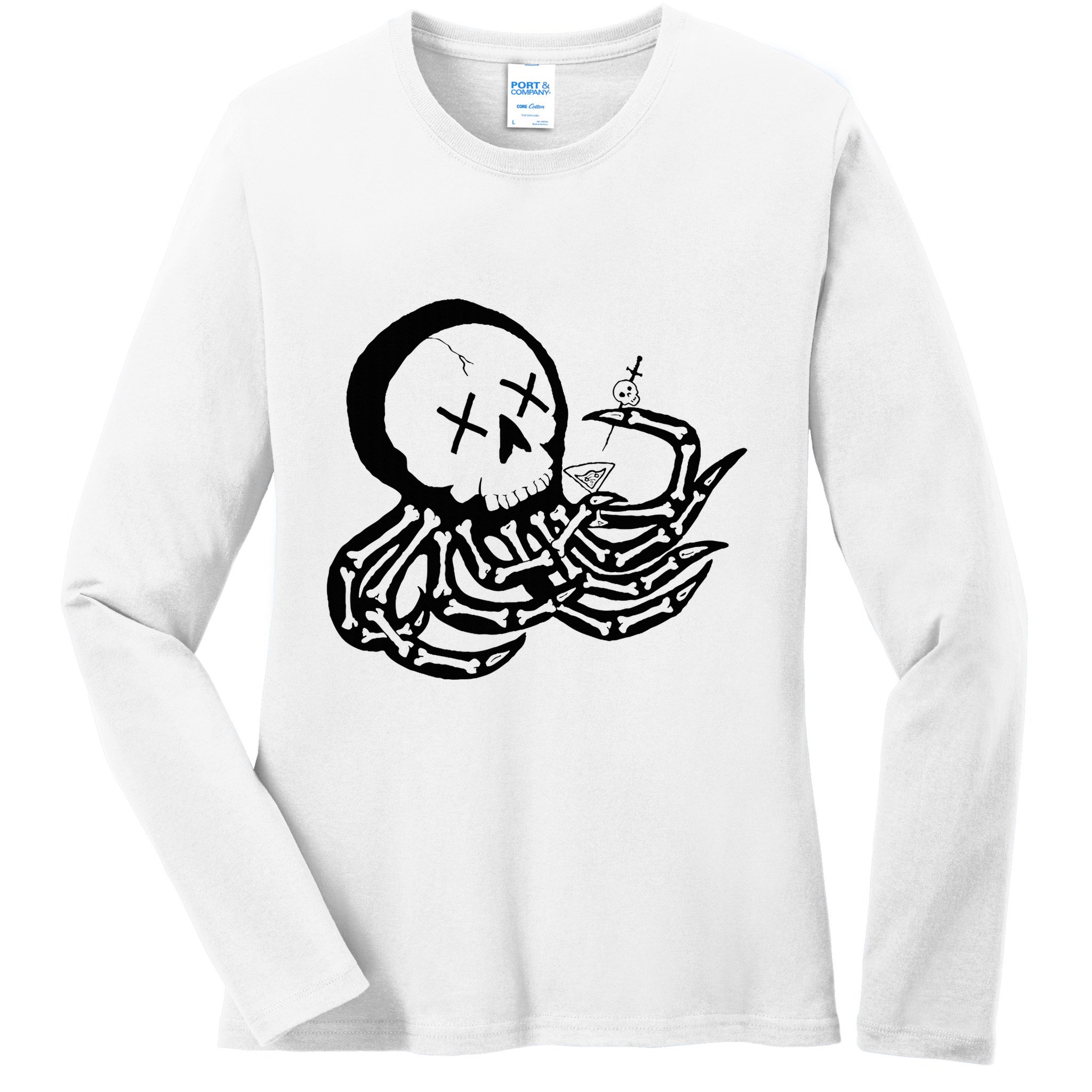 Punk Rock Skeleton Octopus Ladies Long Sleeve Shirt