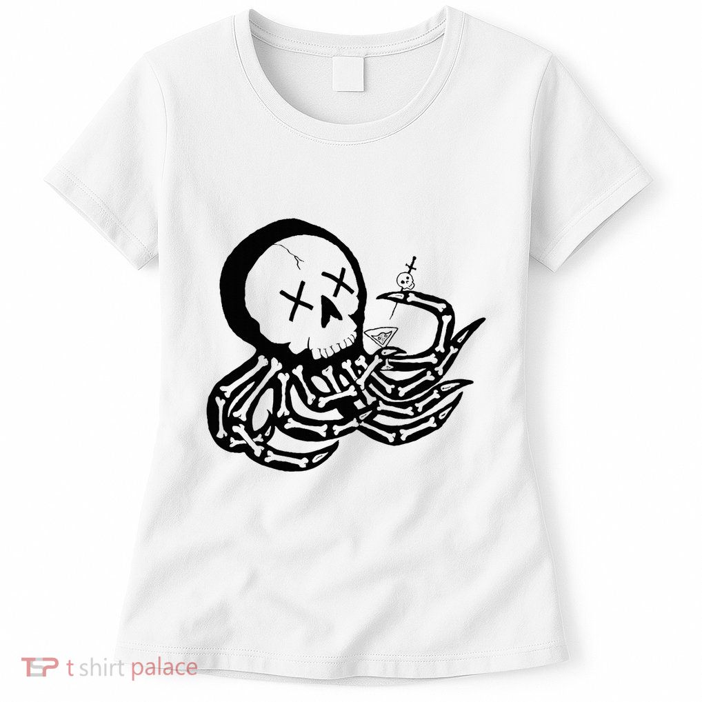 Punk Rock Skeleton Octopus Womens T-Shirt