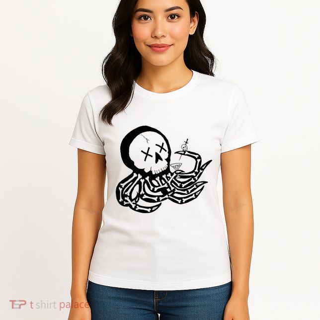 Punk Rock Skeleton Octopus Womens T-Shirt