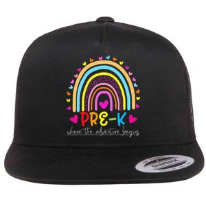 PreK rainbow teacher team PreK squad Flat Bill Trucker Hat