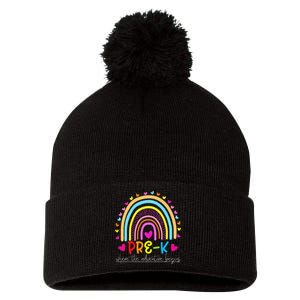 PreK rainbow teacher team PreK squad Pom Pom 12in Knit Beanie