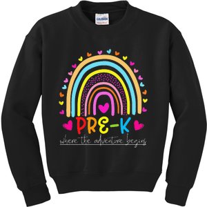 PreK rainbow teacher team PreK squad Kids Sweatshirt