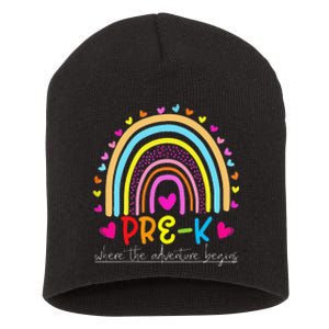 PreK rainbow teacher team PreK squad Short Acrylic Beanie