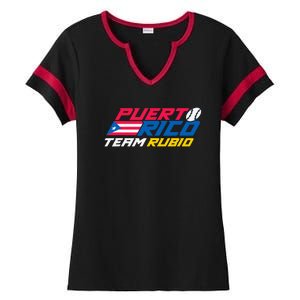 Puerto Rico Team Rubio Baseball Flag Ladies Halftime Notch Neck Tee