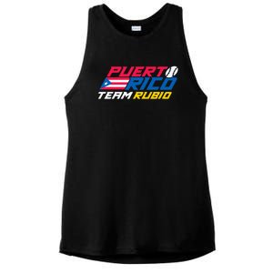 Puerto Rico Team Rubio Baseball Flag Ladies PosiCharge Tri-Blend Wicking Tank