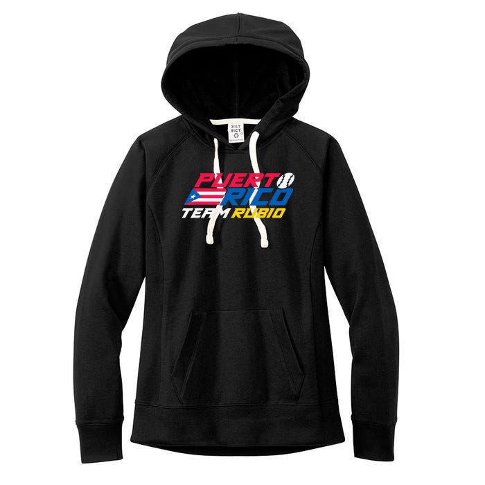 Puerto Rico Team Rubio Baseball Flag Women's Fleece Hoodie