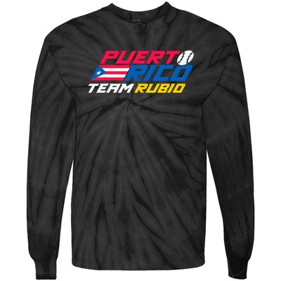 Puerto Rico Team Rubio Baseball Flag Tie-Dye Long Sleeve Shirt