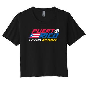 Puerto Rico Team Rubio Baseball Flag Women's Crop Top Tee