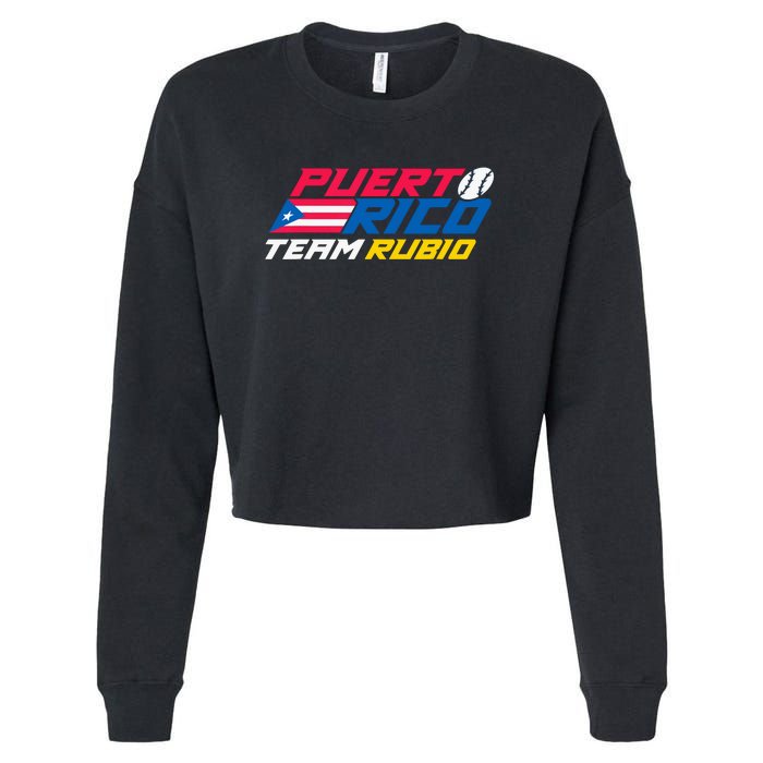 Puerto Rico Team Rubio Baseball Flag Cropped Pullover Crew