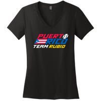 Puerto Rico Team Rubio Baseball Flag Women's V-Neck T-Shirt