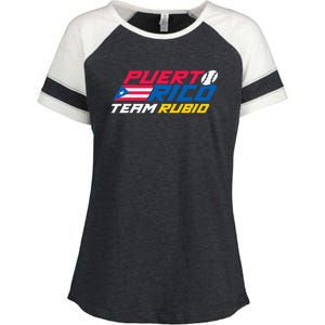 Puerto Rico Team Rubio Baseball Flag Enza Ladies Jersey Colorblock Tee