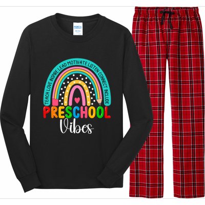 Preschool Rainbow Teacher Team Preschool Vibes Great Gift Long Sleeve Pajama Set