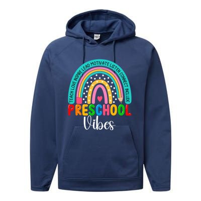 Preschool Rainbow Teacher Team Preschool Vibes Great Gift Performance Fleece Hoodie