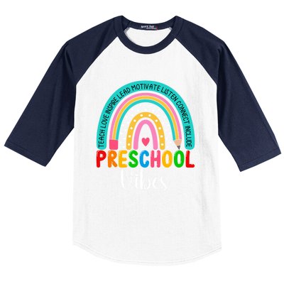 Preschool Rainbow Teacher Team Preschool Vibes Great Gift Baseball Sleeve Shirt