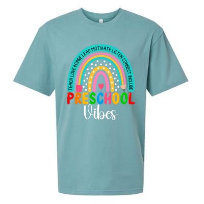 Preschool Rainbow Teacher Team Preschool Vibes Great Gift Sueded Cloud Jersey T-Shirt