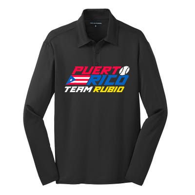 Puerto Rico - Team Rubio - Baseball Flag Silk Touch Performance Long Sleeve Polo