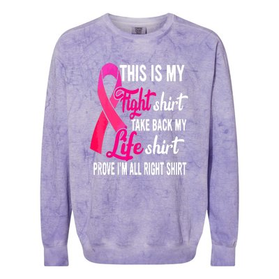 Pink Ribbon This Is My Fight Funny Breast Cancer Awareness Gift Colorblast Crewneck Sweatshirt