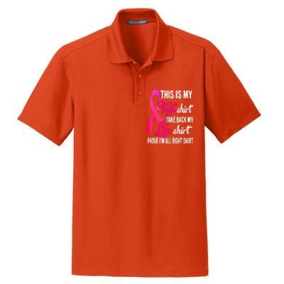 Pink Ribbon This Is My Fight Funny Breast Cancer Awareness Gift Dry Zone Grid Polo