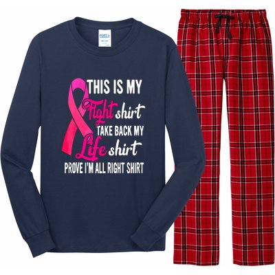 Pink Ribbon This Is My Fight Funny Breast Cancer Awareness Gift Long Sleeve Pajama Set