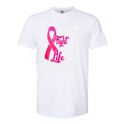 Pink Ribbon This Is My Fight Funny Breast Cancer Awareness Gift Softstyle CVC T-Shirt