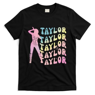 Personalized Retro Taylor First Name Groovy Birthday T-Shirt