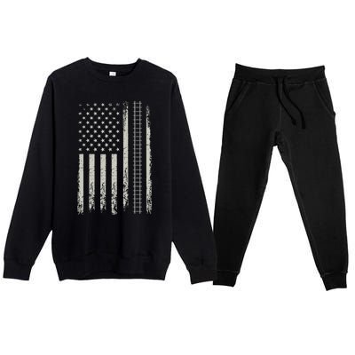 Patriotic Railroad Trains American Flag Trains Lovers Premium Crewneck Sweatsuit Set