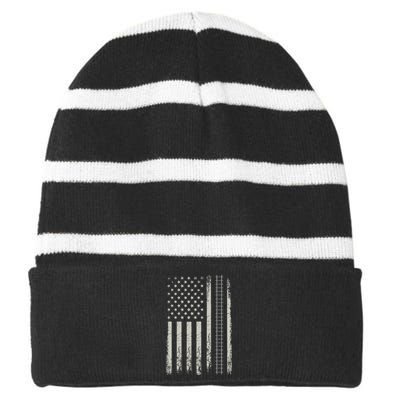 Patriotic Railroad Trains American Flag Trains Lovers Striped Beanie with Solid Band