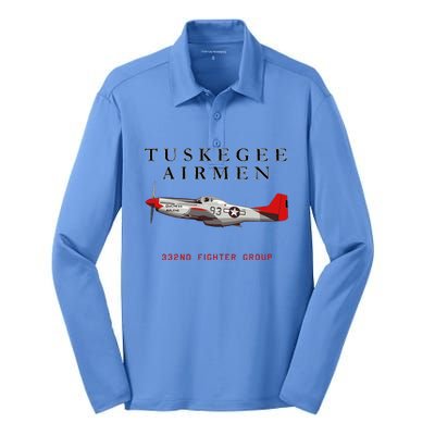 P51d Red Tail Mustang Silk Touch Performance Long Sleeve Polo