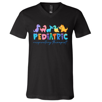 Pediatric Respiratory Therapist Dinosaur Nurse Appreciation V-Neck T-Shirt