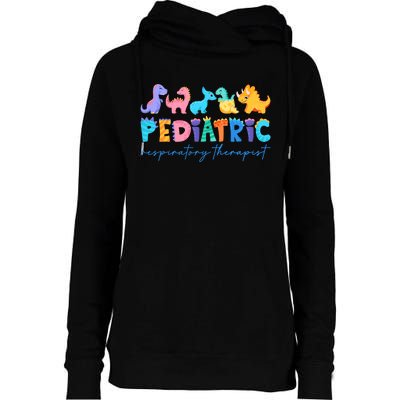 Pediatric Respiratory Therapist Dinosaur Nurse Appreciation Womens Funnel Neck Pullover Hood