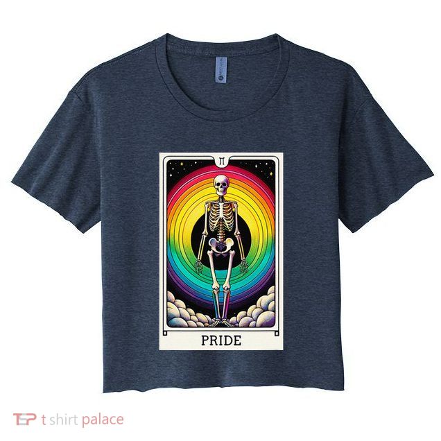 Pride Rainbow Tarot Card Skeleton Women's Crop Top Tee
