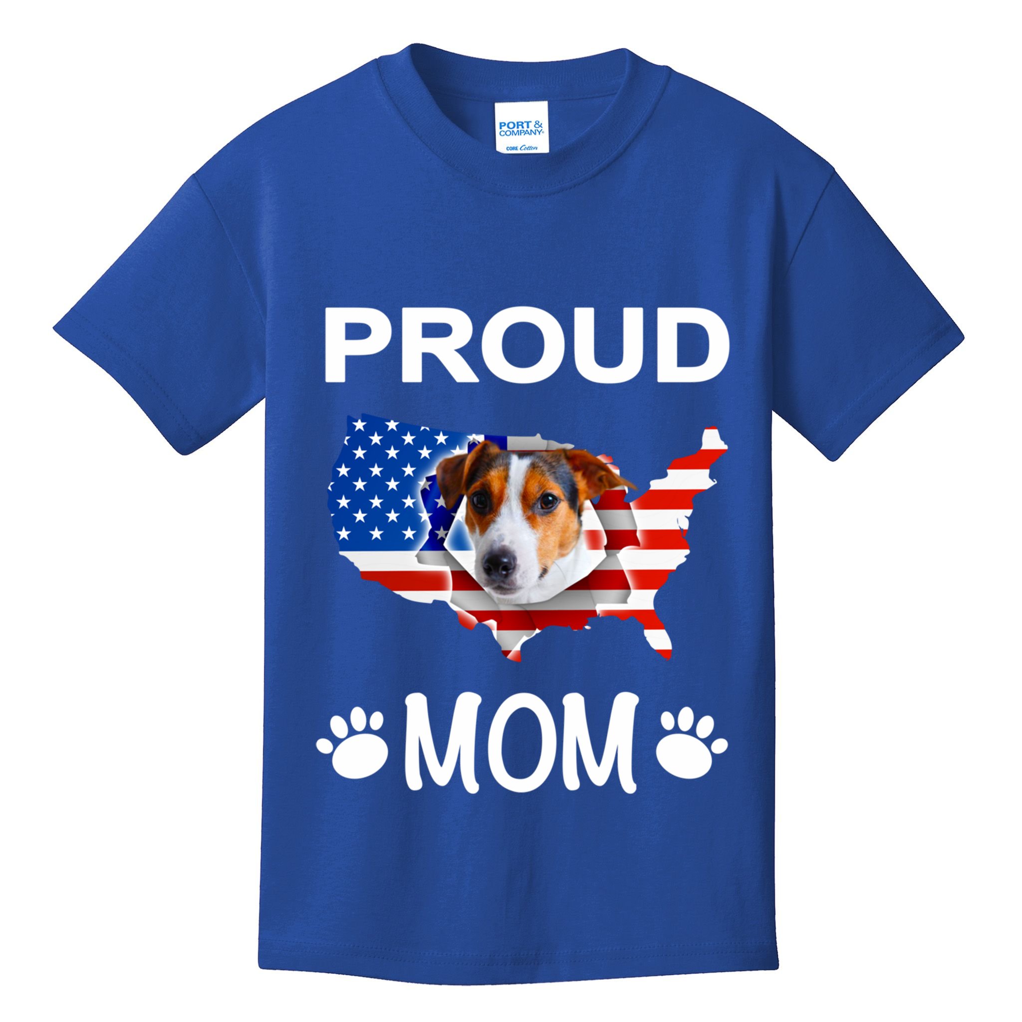 Parson Russel Terrier Russel Terrier Proud Patriot Mom Funny Gift Kids T-Shirt