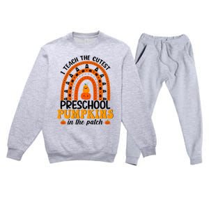 Preschool Rainbow Teacher I Teach The Cutest Pumpkins Gift Premium Crewneck Sweatsuit Set