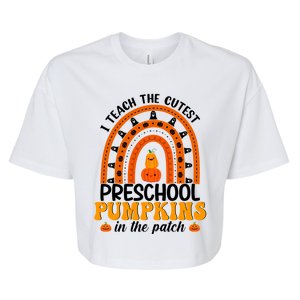 Preschool Rainbow Teacher I Teach The Cutest Pumpkins Gift Bella+Canvas Jersey Crop Tee