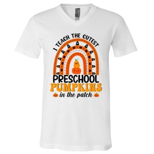 Preschool Rainbow Teacher I Teach The Cutest Pumpkins Gift V-Neck T-Shirt