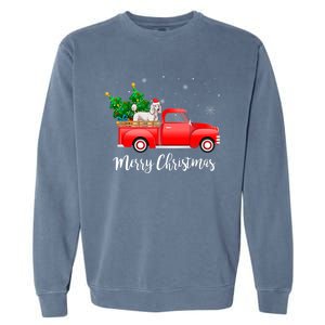 Poodle Red Truck Christmas Tree Xmas Dog Lover Funny Gift Garment-Dyed Sweatshirt